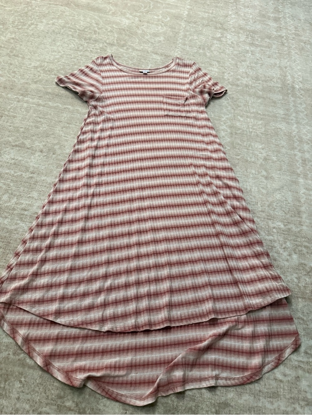 LuLaRoe Pink Striped High-Low Tee Dress